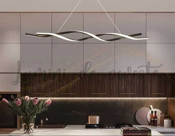 Candelabru LED 70W Twist Black, LED inclus, 2 surse de iluminare, Telecomanda, Dimabil, Lumina: Cald